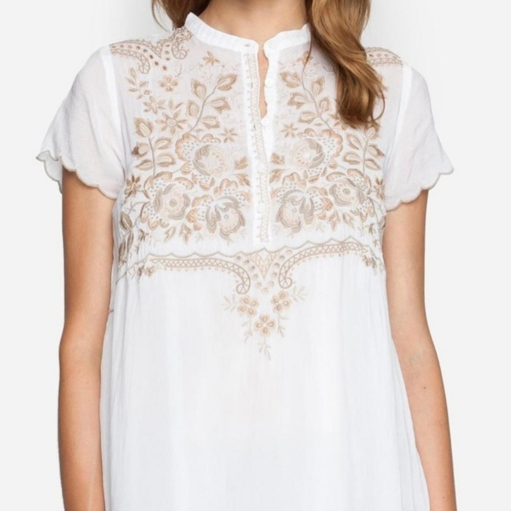 Nwt! Johnny Was Britta Floral Eyelet Embroidered Tunic Top. Sz. XL